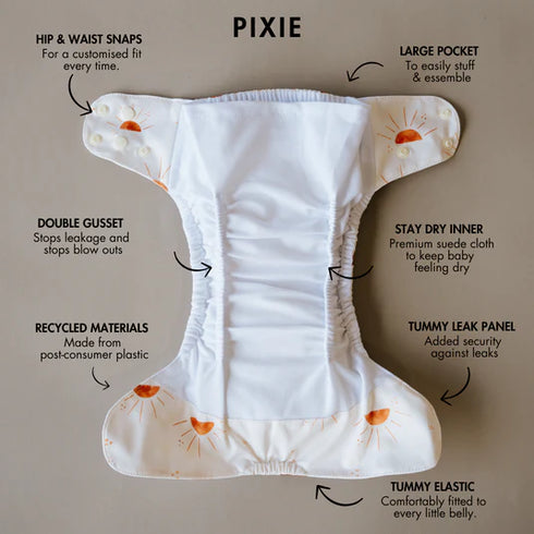 Cloth Bums Pixie + All in Two Pocket Nappy + HEMP DUO INSERT SET